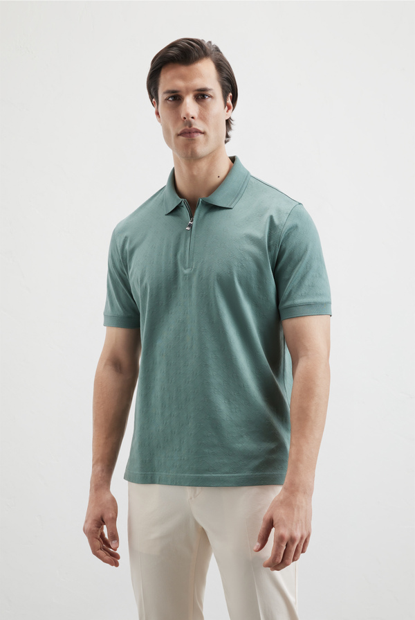 Polo with jacquard PZ all over - Pal Zileri shop online