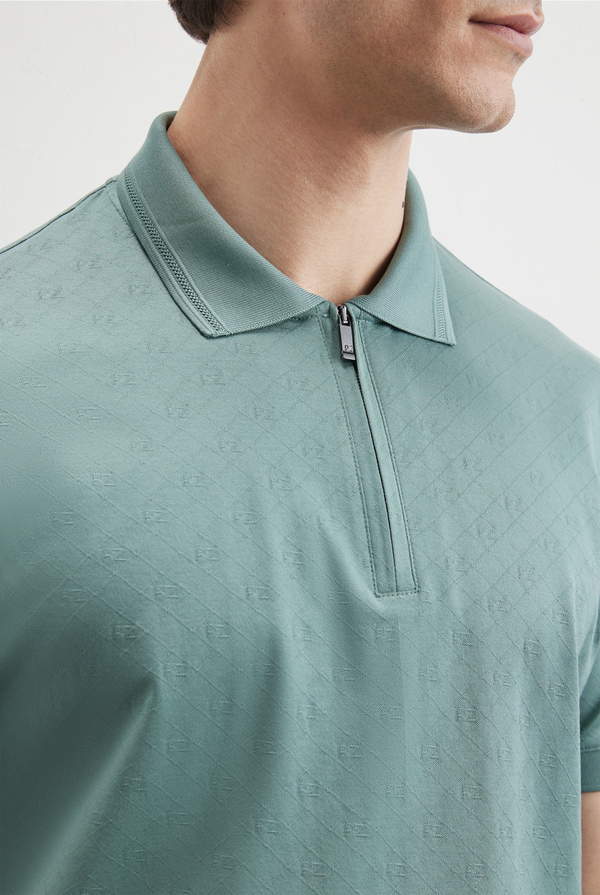 Polo with jacquard PZ all over - Pal Zileri shop online