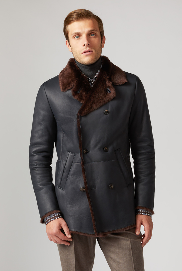 Shearling Pea Coat with contrasting details - Pal Zileri shop online