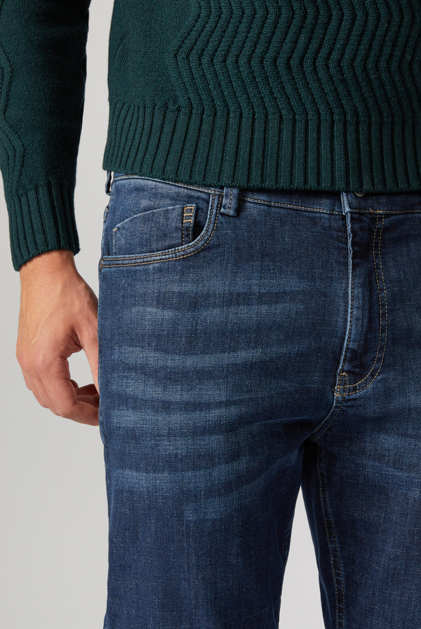 5 pockets straigt leg denim with washed effect - Pal Zileri shop online