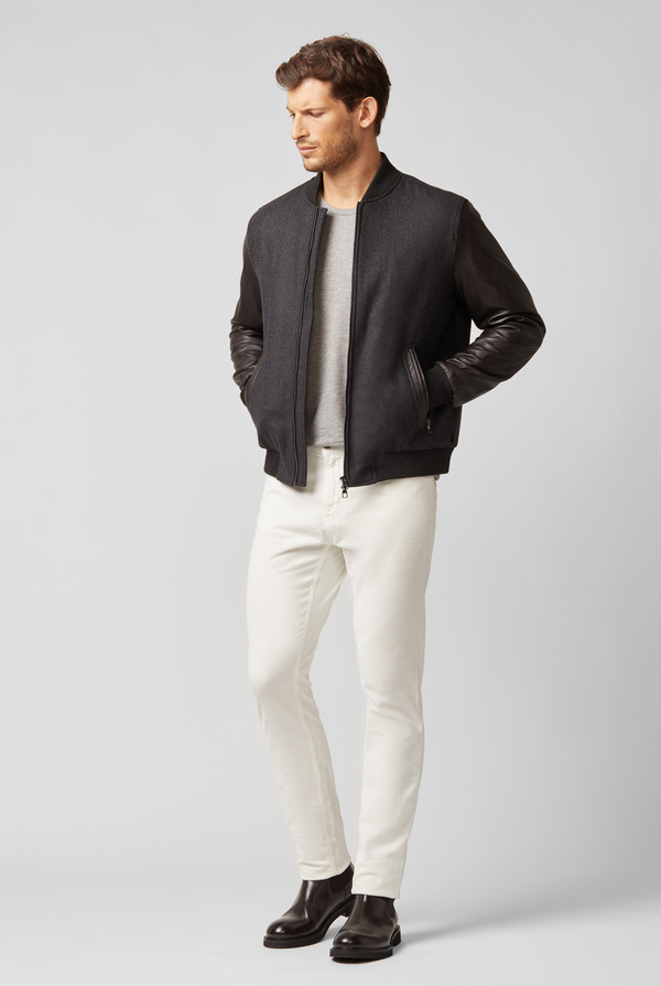 Wool bomber with leather sleeves - Pal Zileri shop online