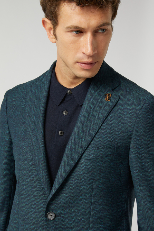 Brera blazer in stretch wool with herringbone motif - Pal Zileri shop online