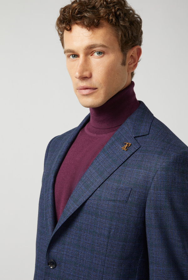 Key blazer in stretch wool with geometrical micro-pattern - Pal Zileri shop online
