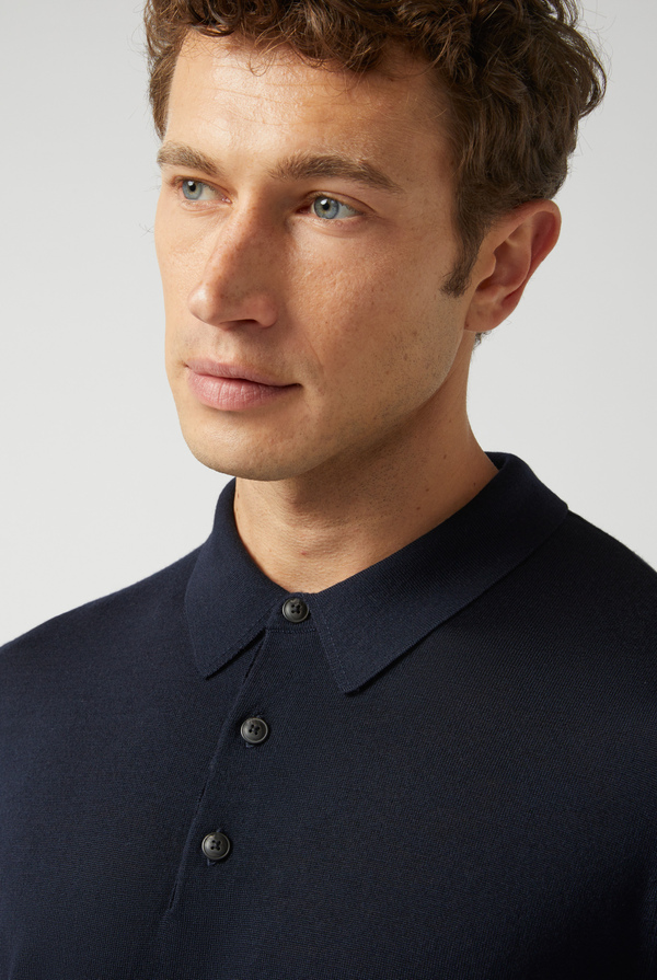 Long-sleeves polo in wool with buttons - Pal Zileri shop online