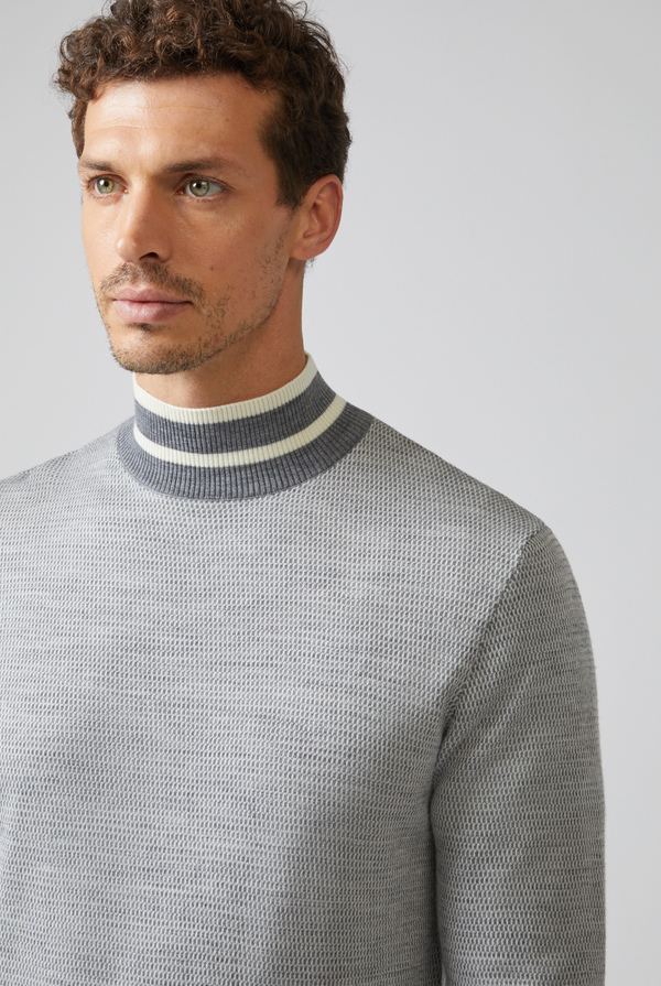 Half-neck sweater in mixed wool with jacquard processing - Pal Zileri shop online