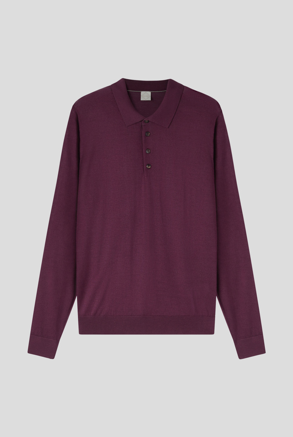 Long-sleeves polo in wool and silk with three buttons - Pal Zileri shop online
