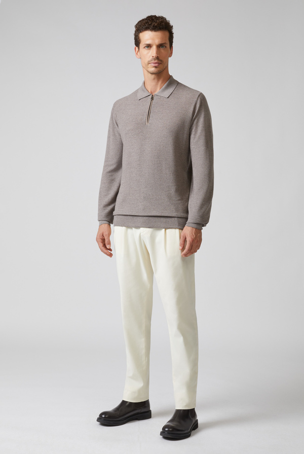 Polo a manica lunga in lana con zip - Pal Zileri shop online