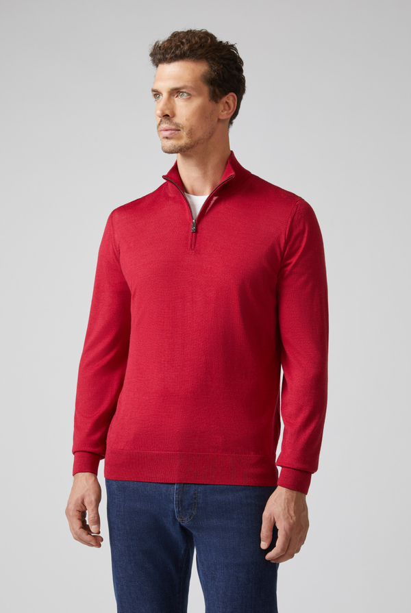 Zipped half-neck sweater in wool and silk - Pal Zileri shop online