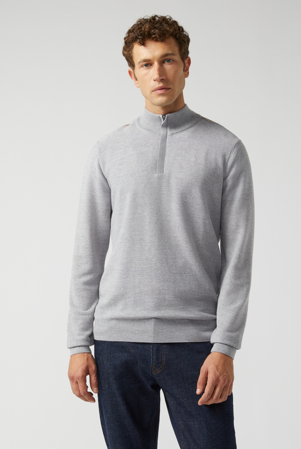 Zipped sweater in wool with stand up collar - Pal Zileri shop online