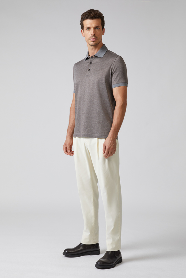 Short-sleeves polo in jersey cotton jacquard - Pal Zileri shop online