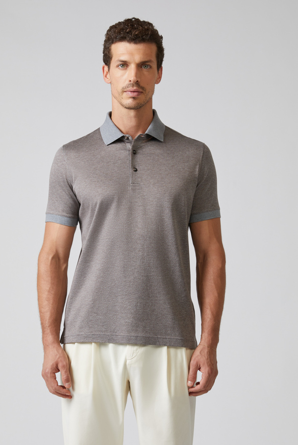 Short-sleeves polo in jersey cotton jacquard - Pal Zileri shop online