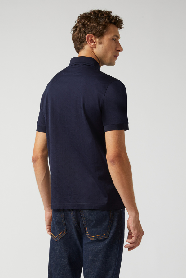 Short-sleeves polo in jersey cotton jacquard with PZ monogram - Pal Zileri shop online