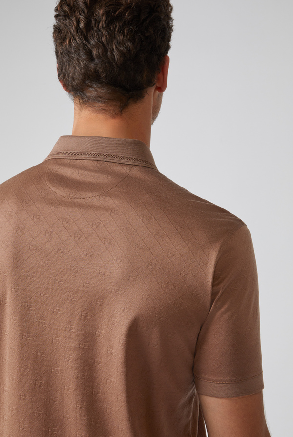 Polo a manica corta in jersey di cotone jacquard con monogramma PZ - Pal Zileri shop online