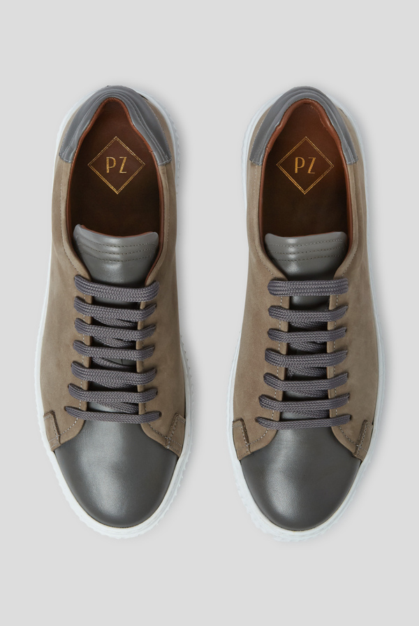 Sneakers in leather and suede with contrasting rubber sole - Pal Zileri shop online