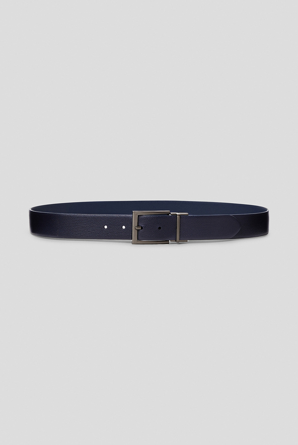 Double color reversible leather belt with ruthenium buckle - Pal Zileri shop online