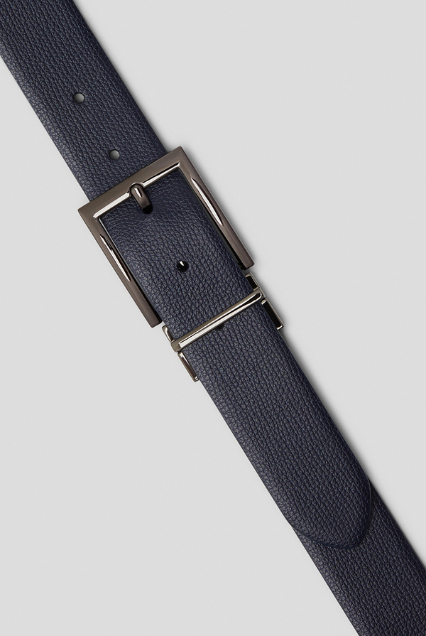 Double color reversible leather belt with ruthenium buckle - Pal Zileri shop online