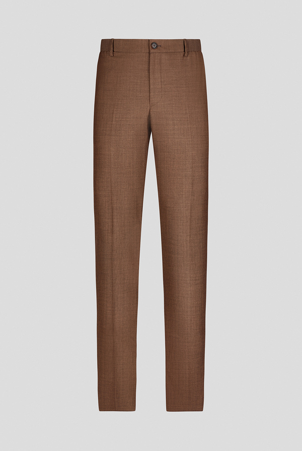 Slim-fit 120's pure wool trousers with elastic waistband - Pal Zileri shop online