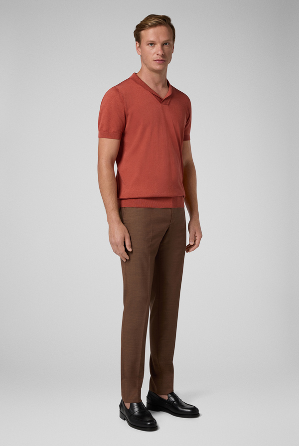 Slim-fit 120's pure wool trousers with elastic waistband - Pal Zileri shop online