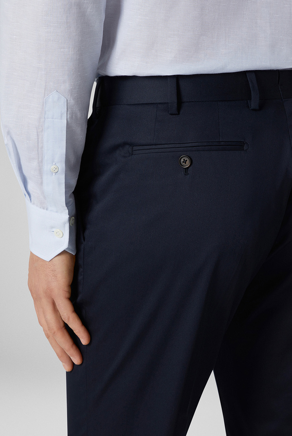 Regular fit trousers with single front pleat in stretch cotton - Pal Zileri shop online