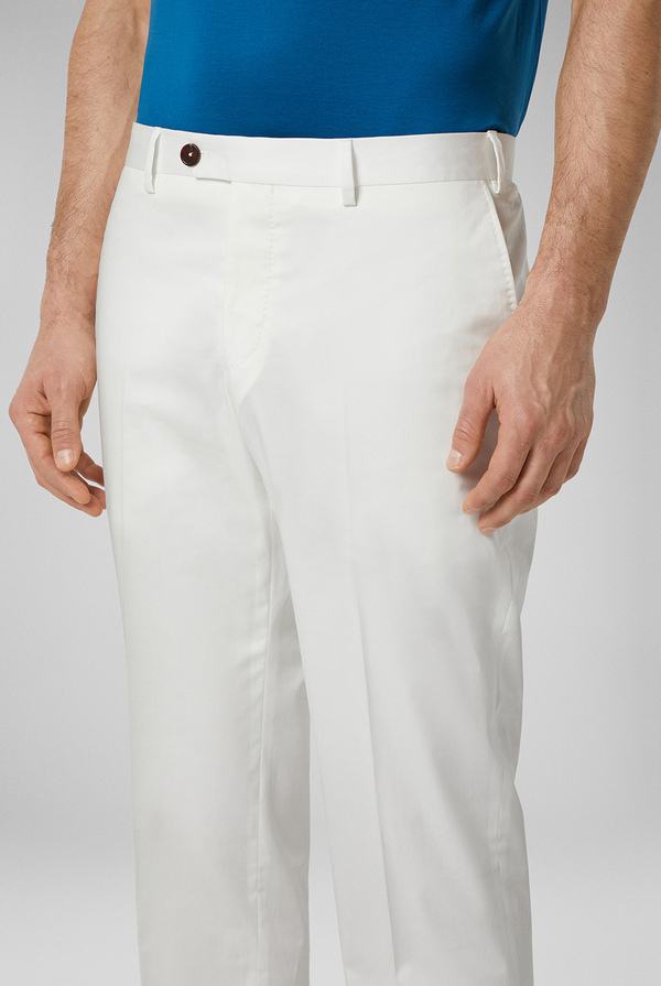 Regular fit trousers with single front pleat in stretch cotton - Pal Zileri shop online