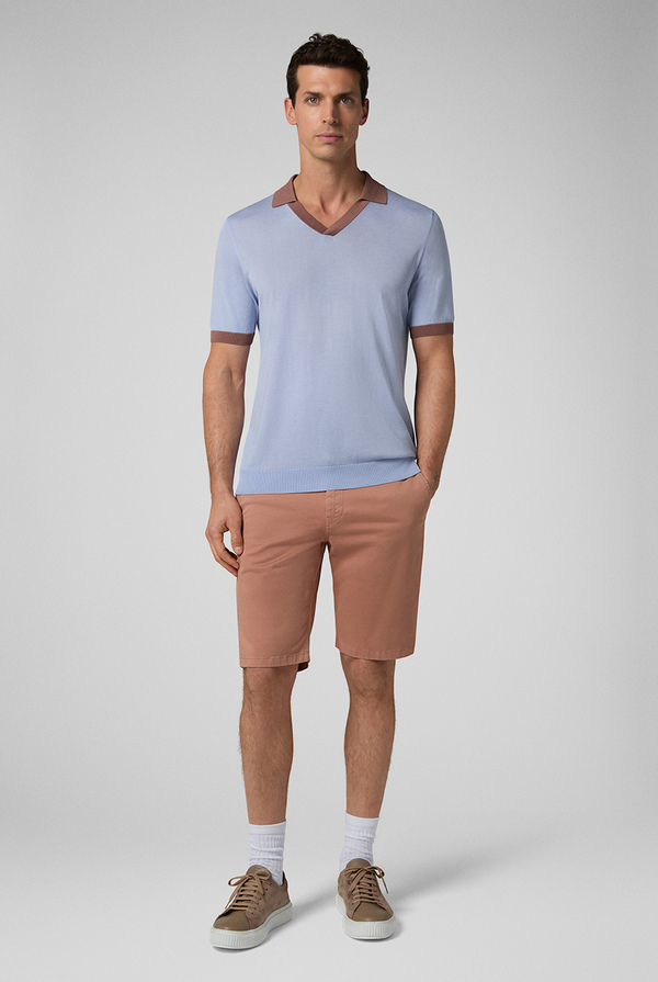 Slim-fit straight-leg Bermuda shorts in a garment-dyed soft stretch cotton - Pal Zileri shop online