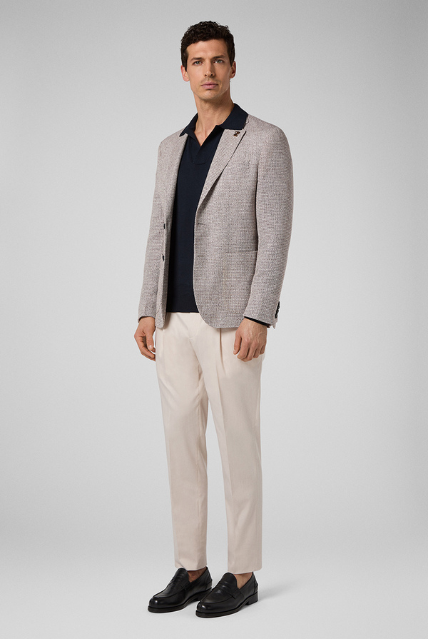 Fully unlined and deconstructed blazer from the Brera line in linen and nylon with a knitted effect - Pal Zileri shop online