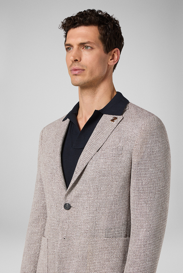 Fully unlined and deconstructed blazer from the Brera line in linen and nylon with a knitted effect - Pal Zileri shop online