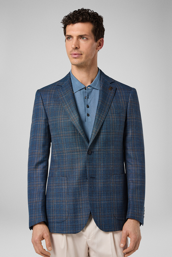 Blazer in  lana, seta e lino con motivo check - Pal Zileri shop online