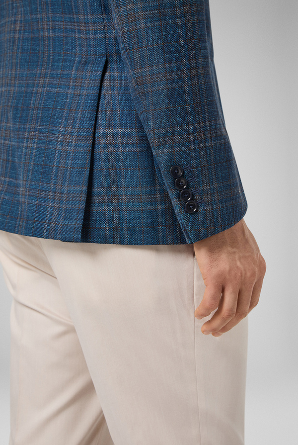 Blazer in  lana, seta e lino con motivo check - Pal Zileri shop online