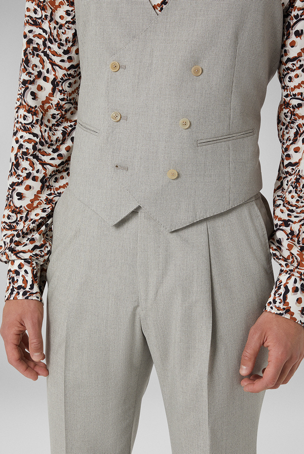 Three-piece suit from the Tailored line in wool and silk with micro patterns - Pal Zileri shop online