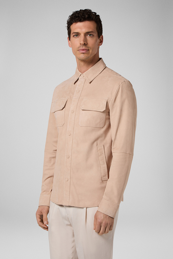 Overshirt in ultra-light suede fastened with snap buttons - Pal Zileri shop online