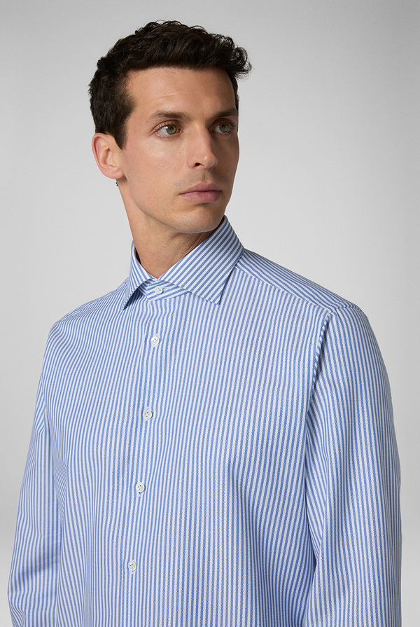 Pure cotton shirt with striped pattern, spread collar and standard cuffs - Pal Zileri shop online