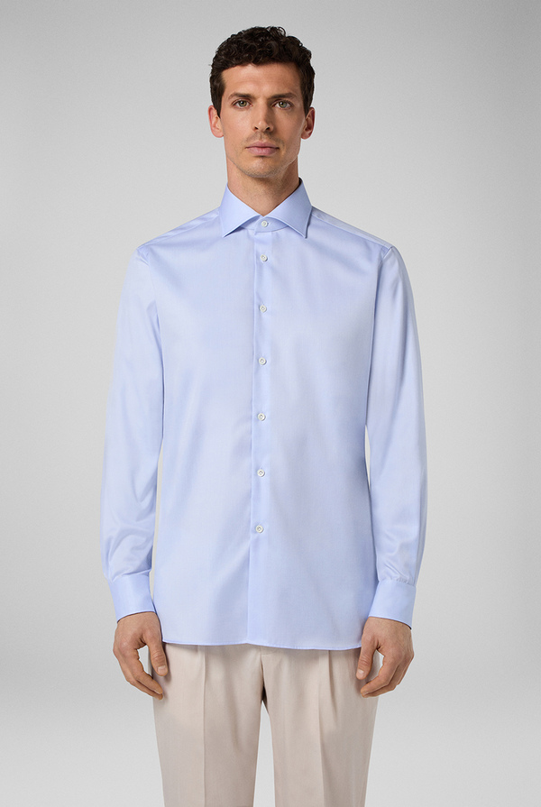 Wrinkle-resistant cotton shirt with standard cuffs and french collar - Pal Zileri shop online