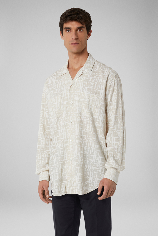 Printed overshirt in viscose and linen with pajama collar - Pal Zileri shop online