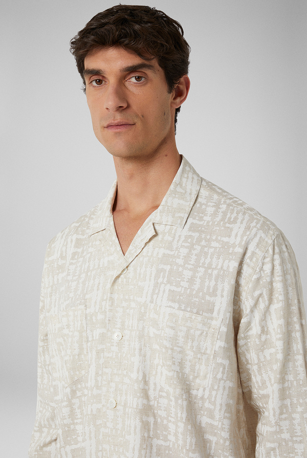Printed overshirt in viscose and linen with pajama collar - Pal Zileri shop online