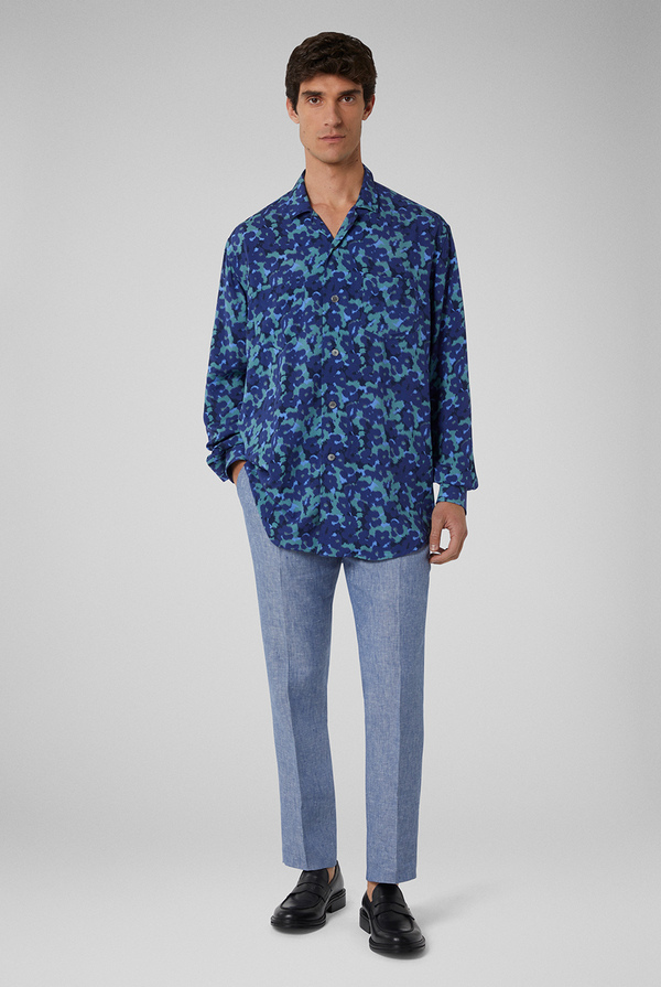 Printed viscose overshirt with pajama collar and exclusive Pal Zileri print - Pal Zileri shop online