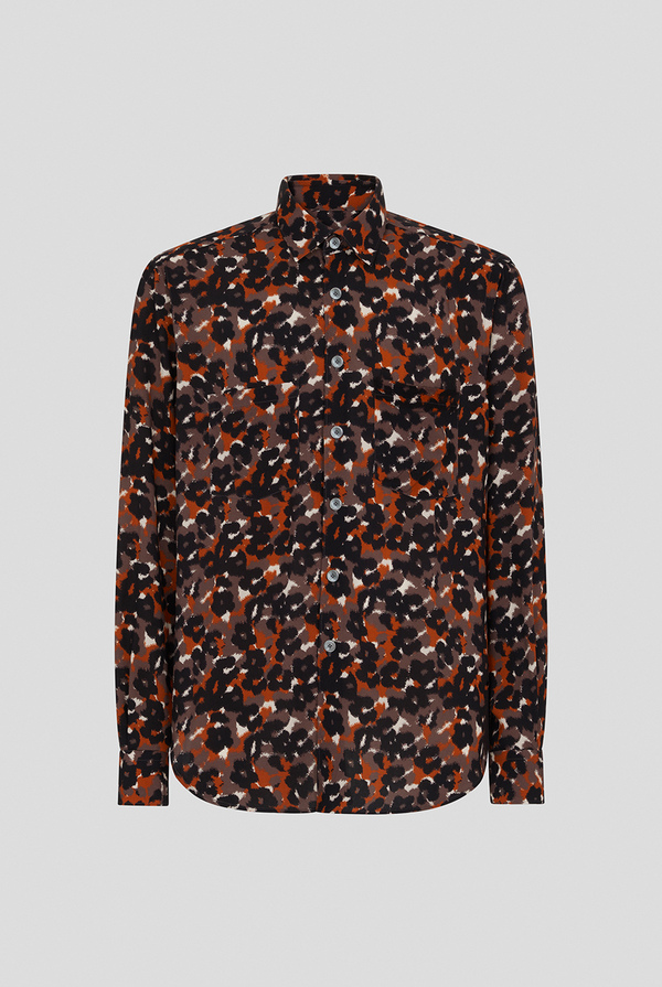Printed viscose overshirt with chest patch pockets - Pal Zileri shop online