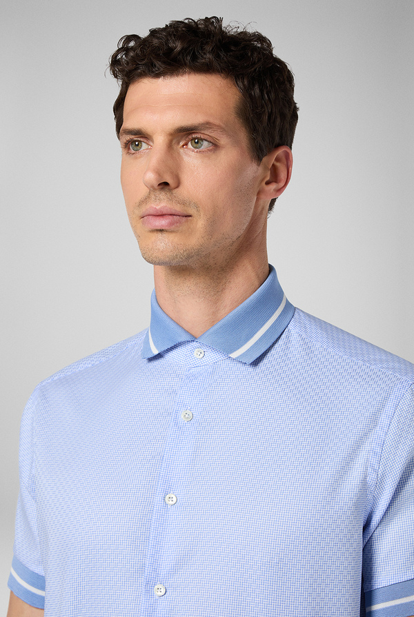 Short-sleeved cotton shirt with striped motif - Pal Zileri shop online