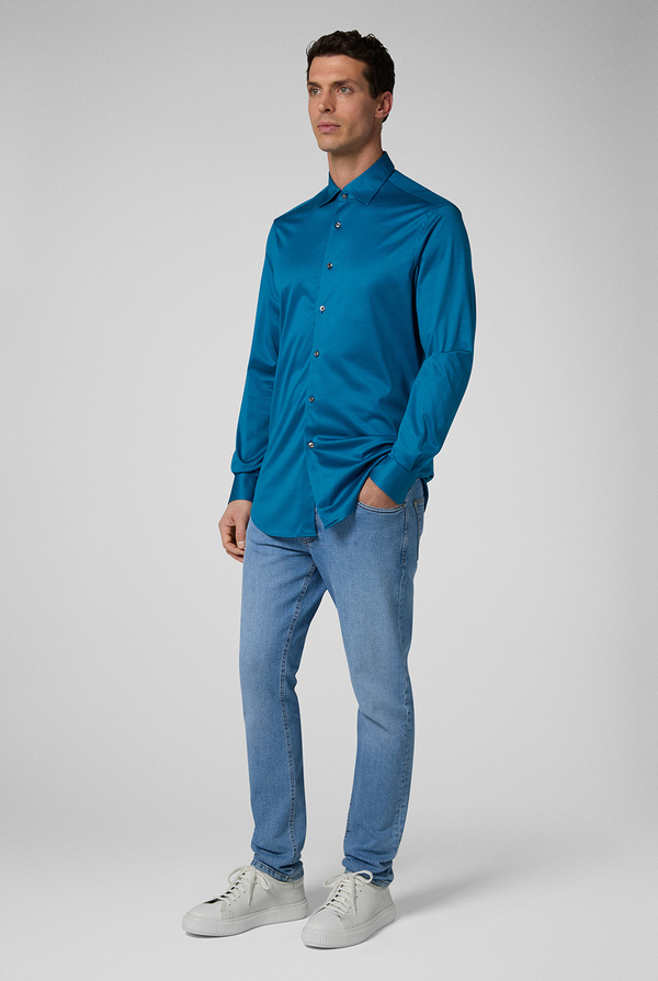 Pure cotton jersey shirt with standard collar and cuffs - Pal Zileri shop online