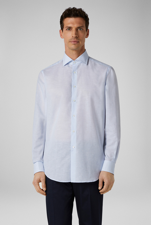 Cotton and linen shirt with soft construction, spread collar and standard cuffs - Pal Zileri shop online