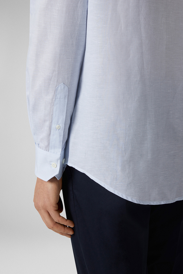 Cotton and linen shirt with soft construction, spread collar and standard cuffs - Pal Zileri shop online