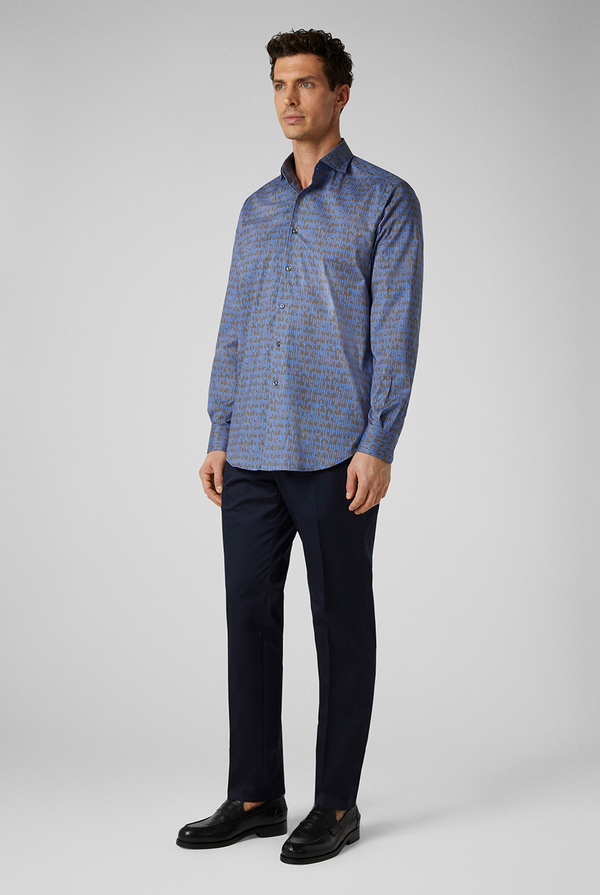 Stretch cotton shirt with exclusive Pal Zileri print - Pal Zileri shop online