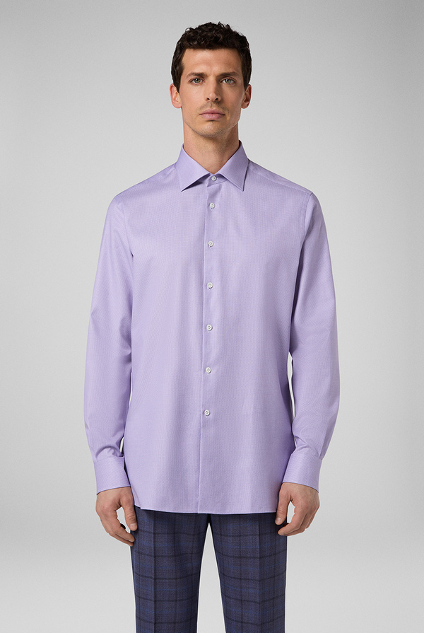 Cotton shirt with micro pattern, standard collar and cuffs - Pal Zileri shop online