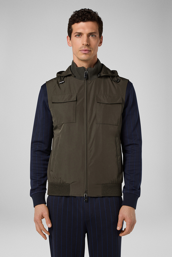Nylon gilet with ultra-light padding and removable hood adjustable by drawstring - Pal Zileri shop online