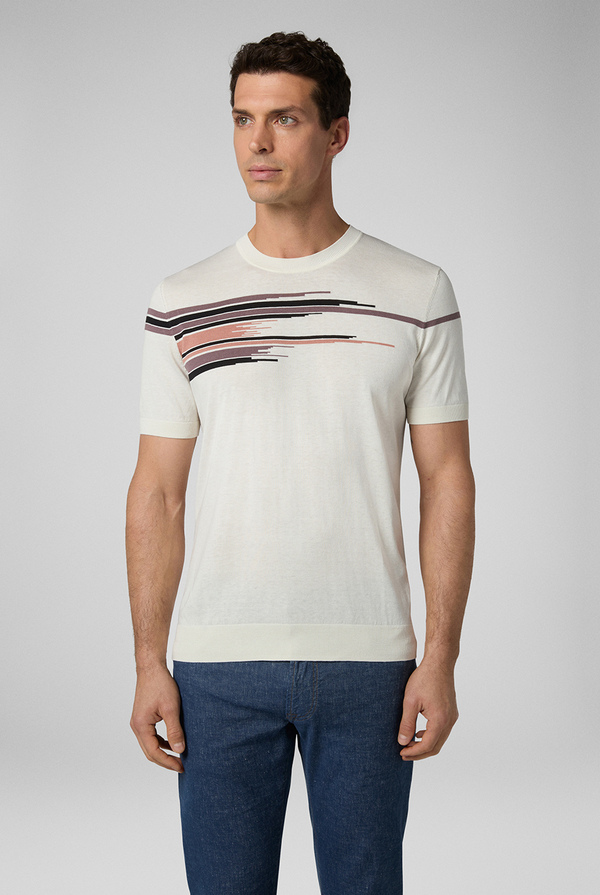 Short-sleeved t-shirt in silk and cotton with geometric pattern - Pal Zileri shop online