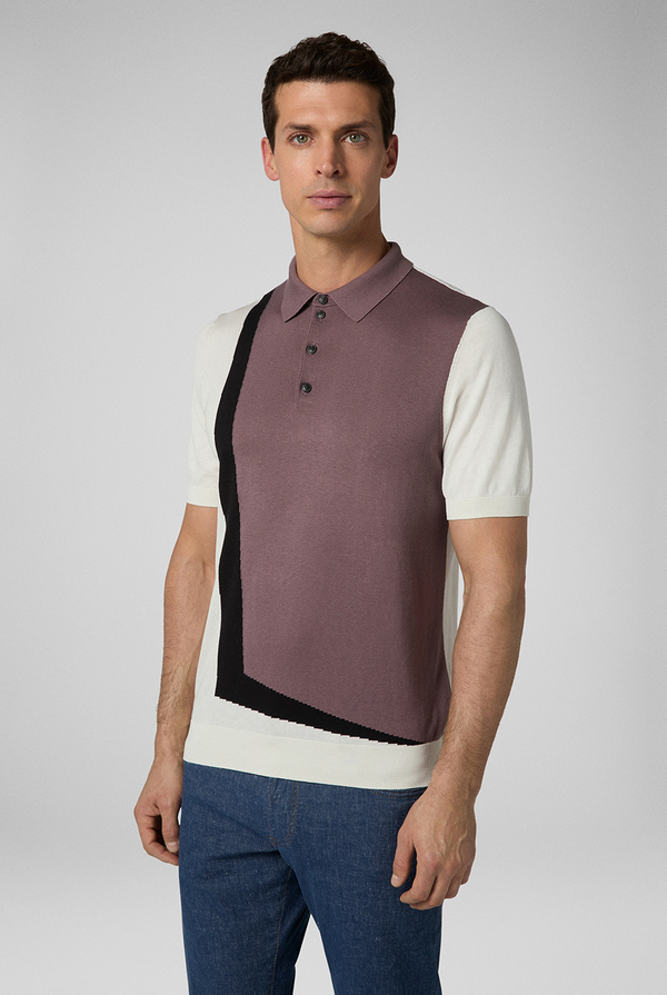 Polo in maglia di seta e cotone con intarsio - Pal Zileri shop online