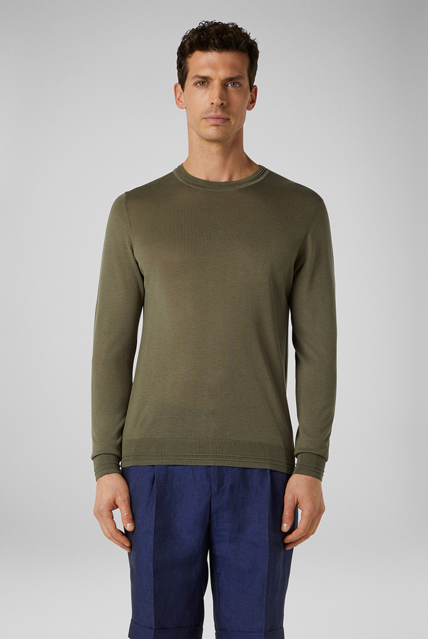 Long-sleeved round-neck sweater in lyocell and cotton - Pal Zileri shop online