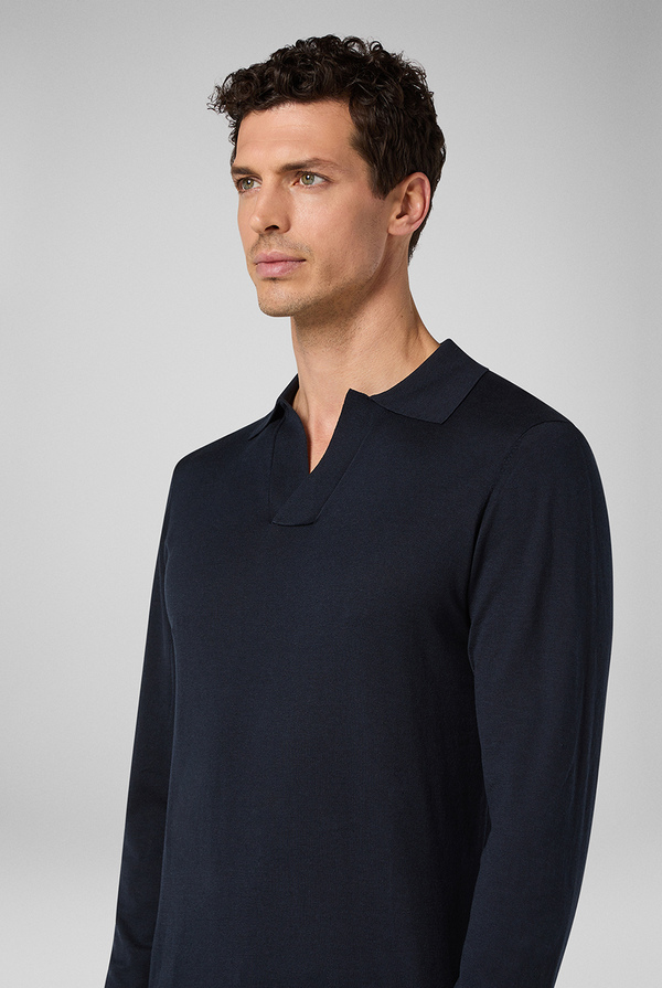 Long-sleeved polo shirt in silk and cotton - Pal Zileri shop online