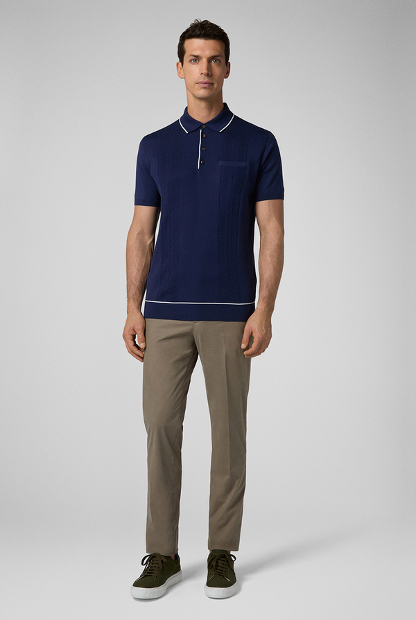Pure cotton knit polo shirt with contrasting details - Pal Zileri shop online