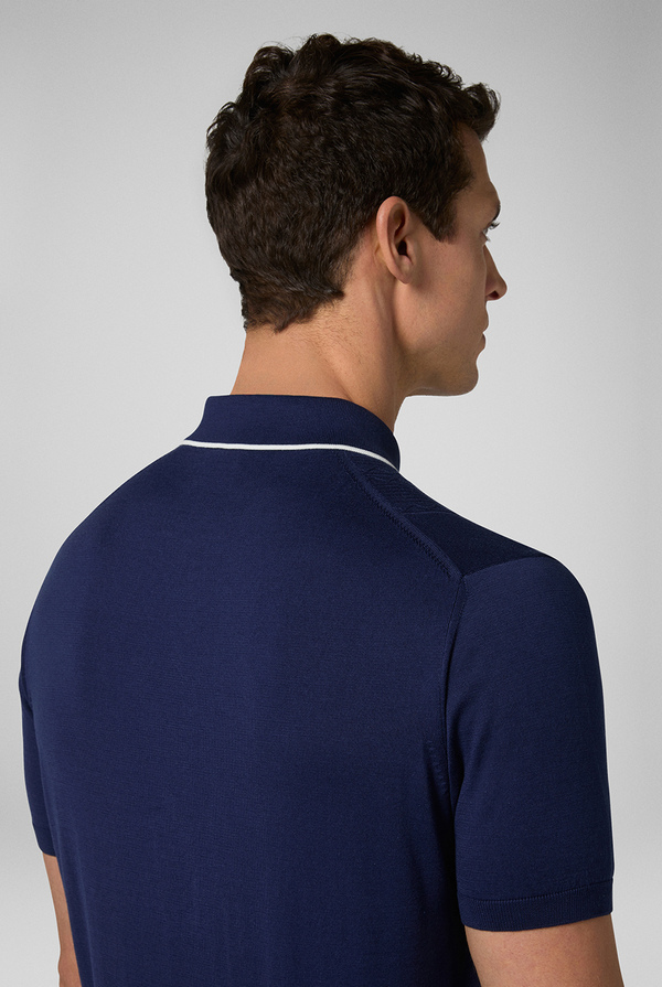 Pure cotton knit polo shirt with contrasting details BLUE Pal 
